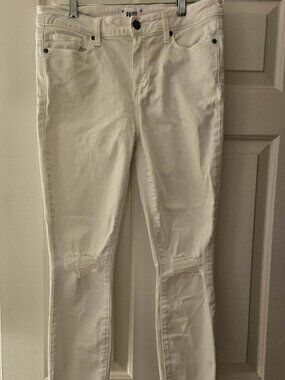 Paige White Crop Distressed Jeans